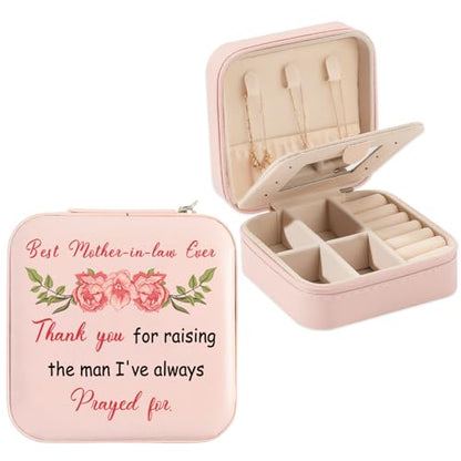 Mother in Law Jewelry Box - Pink Travel Organizer Gift from Daughter-in-Law