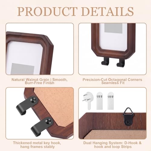 Oak Photobooth Strip Frame with Key Holder - Walnut, 2 x 6 Inch Set of 2