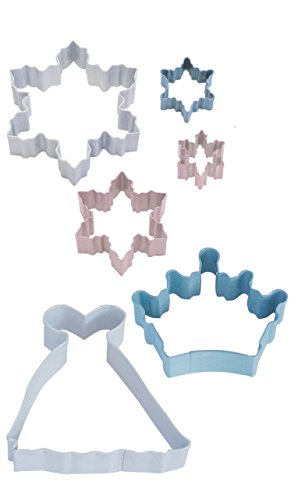 Snow Queen Cookie Cutter Set - Assorted Snowflakes, Crown, Princess Gown, 6-Piece