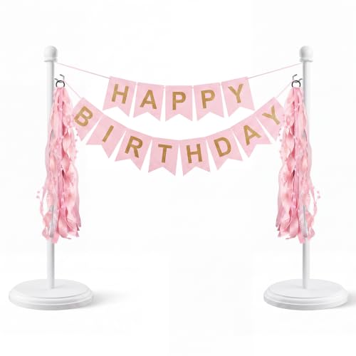 White Wooden Tabletop Banner Stand Set with Stable Base for Events