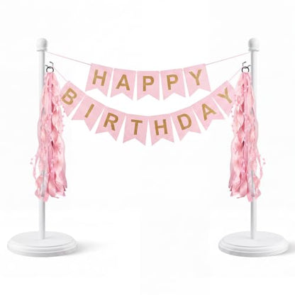 White Wooden Tabletop Banner Stand Set with Stable Base for Events
