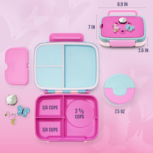 Large Kids Bento Box with Insulated Food Jar & Ice Pack - Razzmatazz
