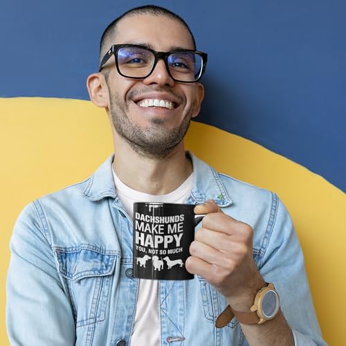 Dachshund Mug - DogsMakeMeHappy 11 Oz Ceramic Coffee Cup - Funny Gift
