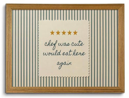 Funny Kitchen Wall Art - Chef Was Cute Would Eat Here Again 12x16in Framed Print