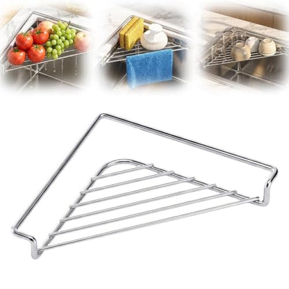 Stainless Steel Corner Sink Shelf Triangular Open Wire Rack Organizer - 1 Piece