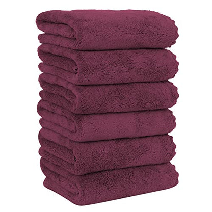 MOONQUEEN 18 Pack Premium Hand Towels - Quick Drying - Microfiber Coral Velvet Highly Absorbent Towels - Multipurpose Use as Hotel, Bathroom, Shower, Spa, Hand Towel 16 x 28 inches (Plum)