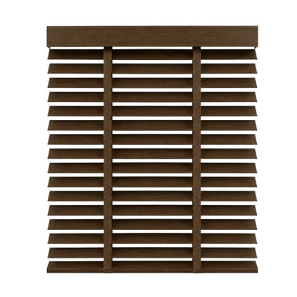 Dark Walnut Custom Size Wooden Blinds - Cordless Venetian Window Shades with 2" Slats for Room Darkening & Privacy