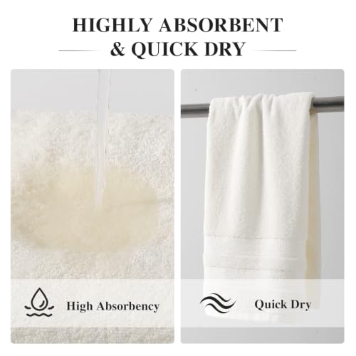 Ecolook 4 Pack Cream Hand Towels - 500 GSM Cotton, Bathroom & Kitchen
