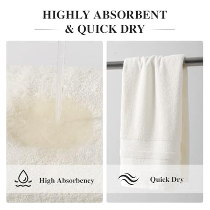Ecolook 4 Pack Cream Hand Towels - 500 GSM Cotton, Bathroom & Kitchen