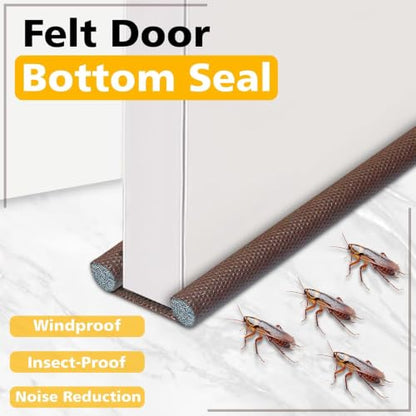 42-Inch Door Draft Stopper Sealing Strip Pack of 3 - Noise & Dust Blocker