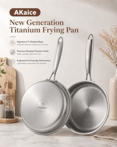 10-Inch Titanium Frying Pan with Lid - Non-Toxic, Hammered Chef-Grade Skillet