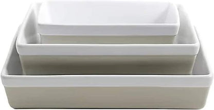 Martha Stewart 3-Piece Stoneware Bakeware Set - Durable Oven-Safe Baking Dishes in Grey