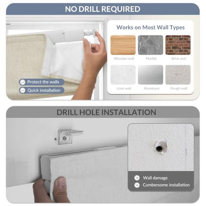 No Drill Blackout Linen Roman Shade Beige 71" W x 36" H - Variation Beige / 71"W x 36"H