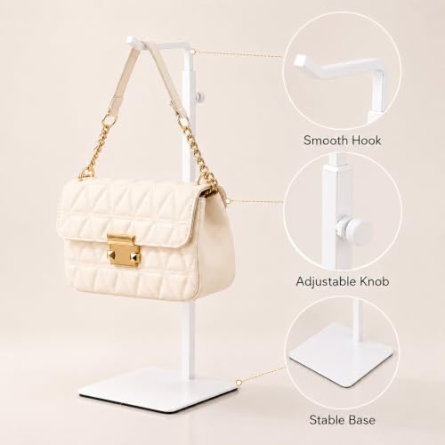 White 2-Pack Adjustable Display Stands for Purses & Banners - Versatile Retail & Home Use