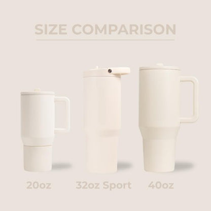 HydroJug Sport - 32oz Stainless Steel Tumbler with Straw | Vacuum Insulated, Leakproof, Ergonomic Design, Cream