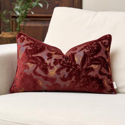 Alerfa Burgundy Floral Velvet Pillow Cover 12x20 Inch Rectangle Couch Throw Decorative Farmhouse Accent Pillowcase - Variation of THIS listing