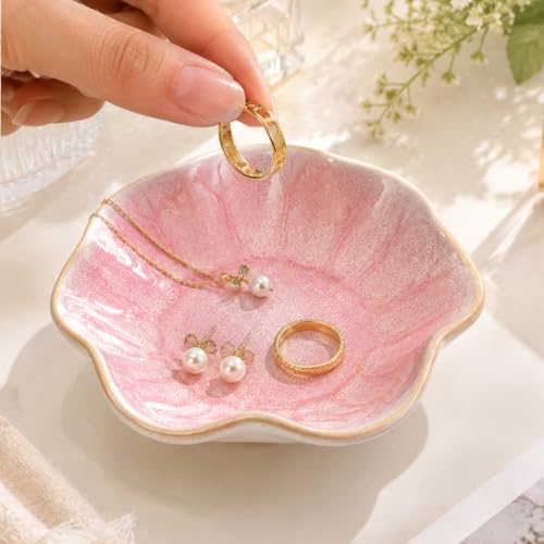 Ceramic Jewelry Dish with Lotus Leaf Design - Ring, Earring & Necklace Holder