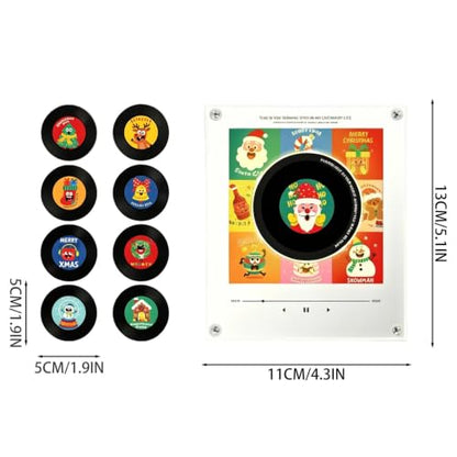 Multicolor Christmas Fridge Magnet Music Player Set - Mini Vinyl Record