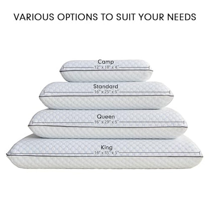 Okao Home Goods Memory Foam Pillow, Standard Ventilated Bed Pillow with Washable Cover, Cooling, Standard 1 Pack