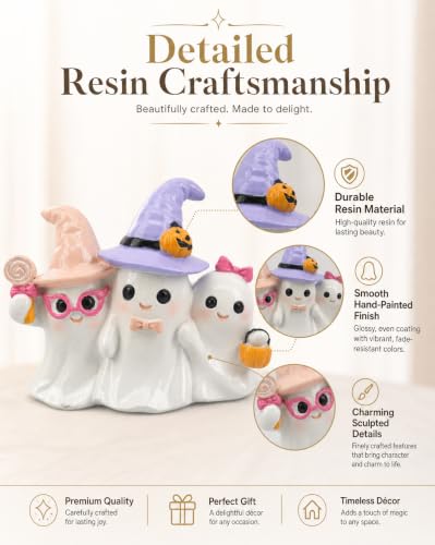 Indoor Ghost Figurine Trio Halloween Decoration - White Pastel Ghosts