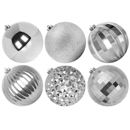 Silver Large Christmas Ornament Balls - 6 Inch Shatterproof Outdoor Holiday Decor (6 Pack) - Variation of THIS listing
