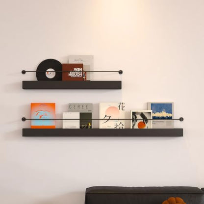 80cm Wall Magazine Rack Stand for Home & Office Decor, Metal Organizer Shelf