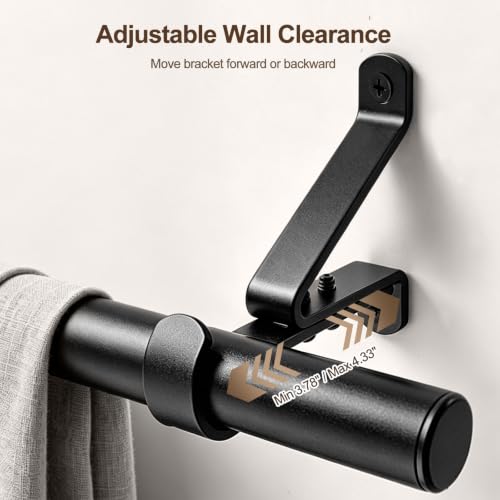 Heavy Duty Adjustable Curtain Rod Brackets 3 Pack - Supports 30 lb