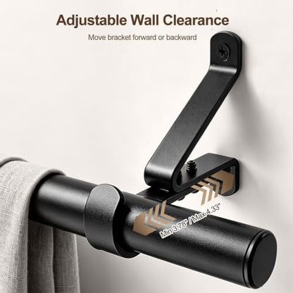 Heavy Duty Adjustable Curtain Rod Brackets 3 Pack - Supports 30 lb