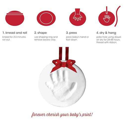 Pearhead Clay Handprint and Footprint Ornament, Baby's First Christmas, Newborn Keepsake Kit, Holiday Stocking Stuffer, Personalized Babyprint with Hanging Ribbon