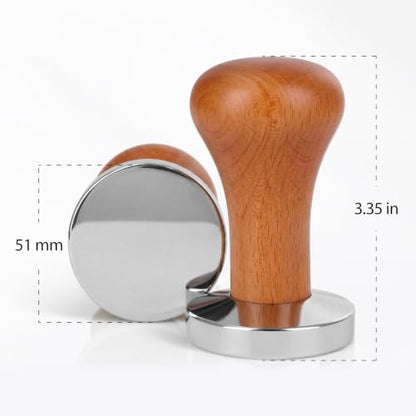 51mm Stainless Steel Espresso Tamper with Dark Wood Handle