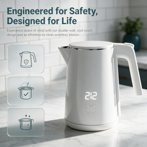 Electric Kettle with Adjustable Temperature 1200W Rapid Boil Water Boiler