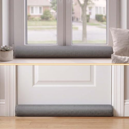 36-Inch Door Draft Stopper with Hook and Loop Straps - Sound Insulation & Energy Saving