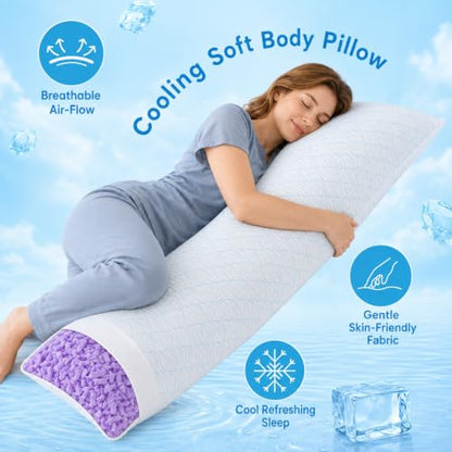Cooling Shredded Memory Foam Body Pillow - Long Support for Side Sleeping