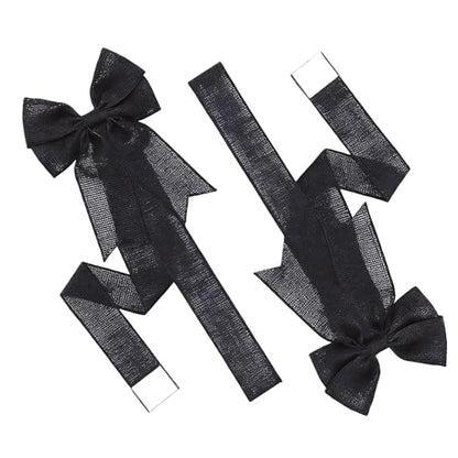 Meseey 4-Pack Black Burlap Cabinet Bows for Farmhouse Kitchen Decor