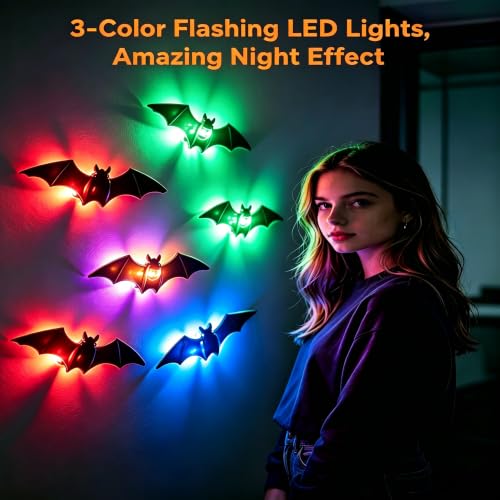 Black 36 Pack 3D Halloween Bat Wall Stickers - Spooky Home Decor