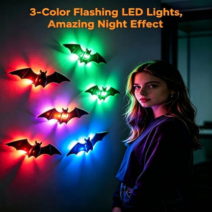 Black 36 Pack 3D Halloween Bat Wall Stickers - Spooky Home Decor