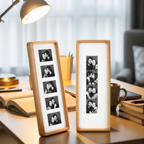 Lineshading 2 Pack Photo Booth Frames with Golden Pear Wood Finish, 11.4 x 3.5 Inches