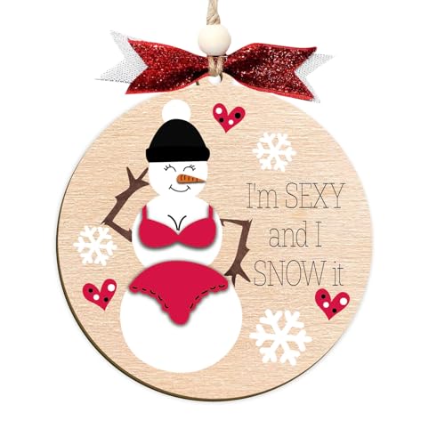 Funny Holiday Ornament 2026 - Wooden Christmas Tree Decoration for Adults - Naughty Ugly Xmas Hanging - L22 Edition