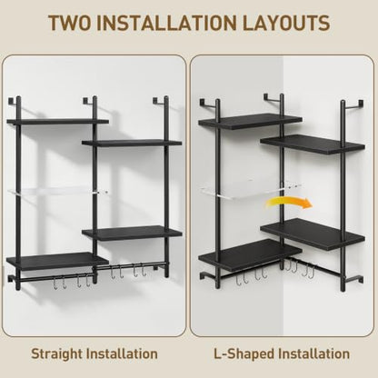 LED Floating Wall Shelves for Gaming and Display - Corner & Wall Mountable Black Shelves 29.5"