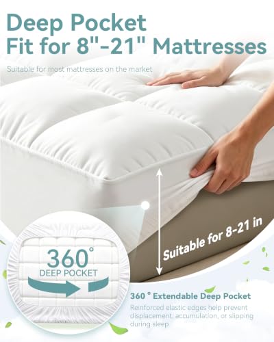 Queen Mattress Topper 1000 GSM Extra Thick Hotel-Quality Breathable Cloud-Like Comfort