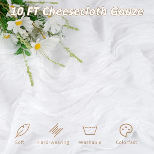 Cheesecloth Table Runner - White, 120 Inch / 10 Feet - Rustic Farmhouse Decor