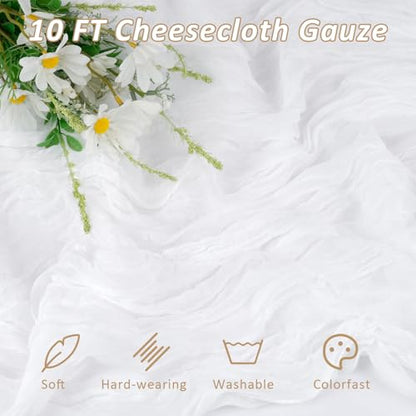 Cheesecloth Table Runner - White, 120 Inch / 10 Feet - Rustic Farmhouse Decor