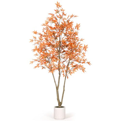 Artificial Maple Tree 7FT Fall Tree with Pot - Orange Autumn Decoration