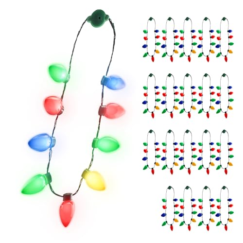 9 Bulb Christmas LED Light Up Necklace - Colorful Holiday Costume Accessory - Variation of 1