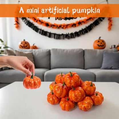 Mini Foam Pumpkins for Fall & Halloween Decor - 16 Pcs