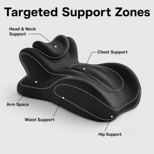 Black Wedge Pillow for Couples, Memory Foam Support for Bed & Lounge