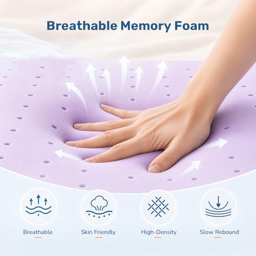 Sweetcrispy 3 Inch Twin Gel Memory Foam Mattress Topper - Purple Variation