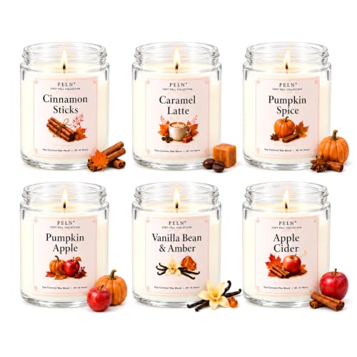Cozy Fall Candle Set - 6 Scented Autumn Candles with Pumpkin Spice & Vanilla