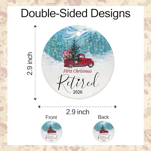 Retirement Christmas Ornament - First Christmas Retired 2026 - Ceramic Keepsake - Gold String
