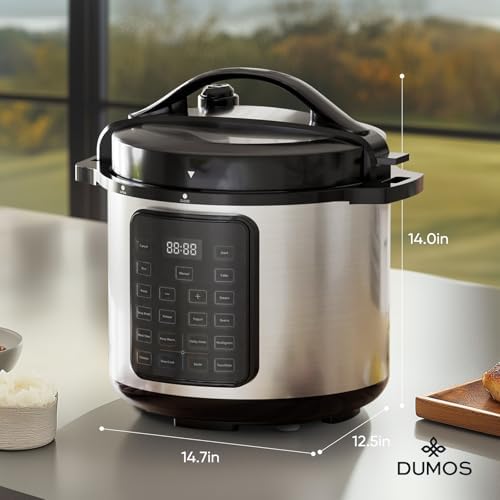 DUMOS 16-in-1 Electric Pressure Cooker 8 QT Stainless Steel Multi Cooker Electric for Pressure, Rice, Steamer, Yogurt Maker, Slow Cook